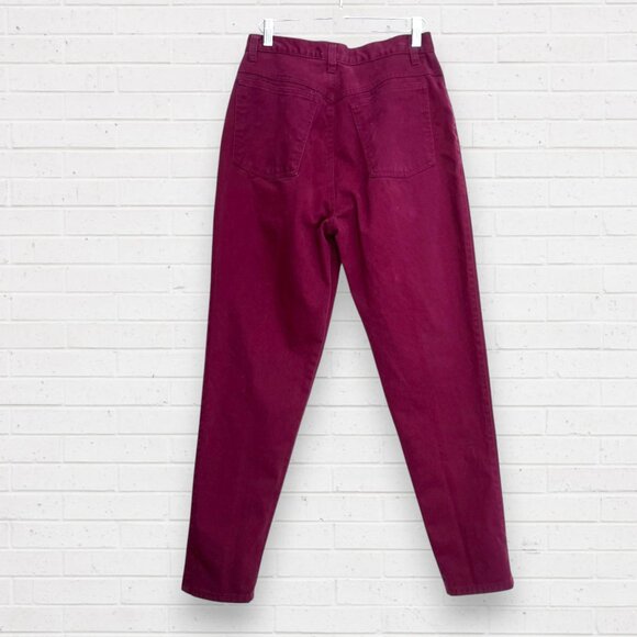 CENZA Vintage Y2K 90s High Rise Waist Burgundy Maroon Red Mom Denim Jeans 10 - Picture 2 of 4